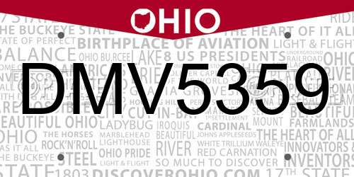 DMV5359 Ohio License Plate