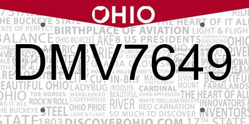 DMV7649 Ohio License Plate