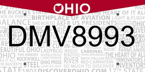 DMV8993 Ohio License Plate