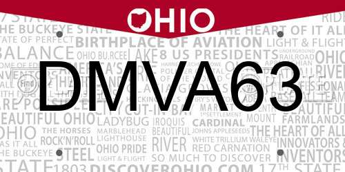 DMVA63 Ohio License Plate