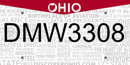 DMW3308 Ohio License Plate