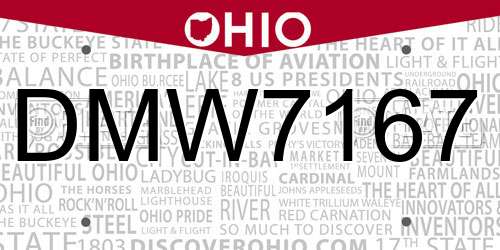 DMW7167 Ohio License Plate