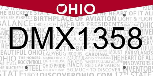 DMX1358 Ohio License Plate
