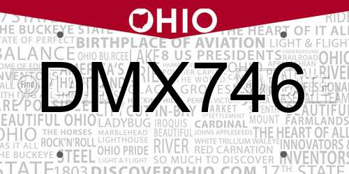 DMX746 Ohio License Plate