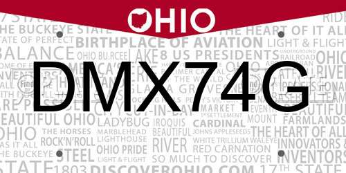 DMX74G Ohio License Plate