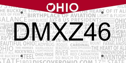 DMXZ46 Ohio License Plate
