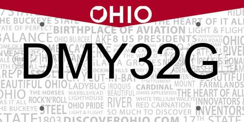 DMY32G Ohio License Plate