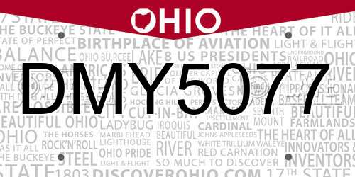 DMY5077 Ohio License Plate