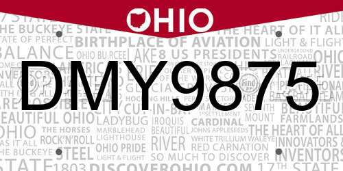 DMY9875 Ohio License Plate