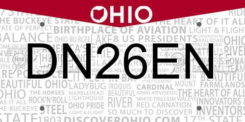 DN26EN Ohio License Plate