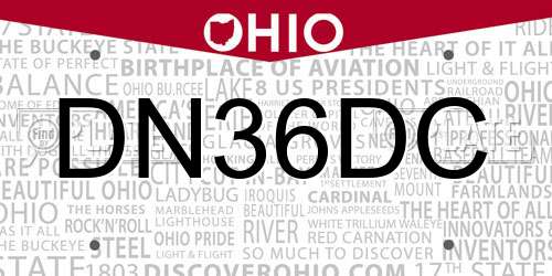 DN36DC Ohio License Plate
