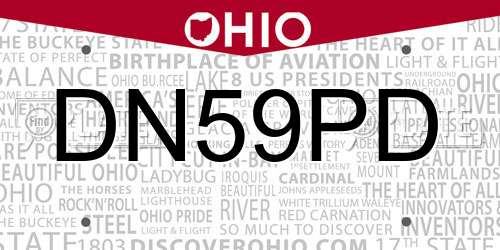 DN59PD Ohio License Plate