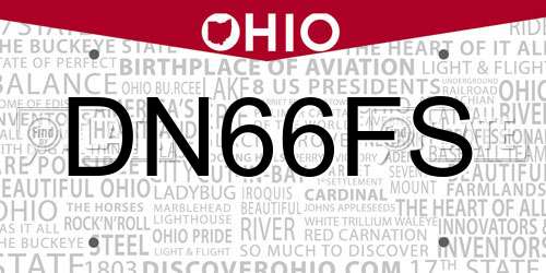 DN66FS Ohio License Plate