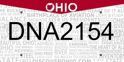 DNA2154 Ohio License Plate