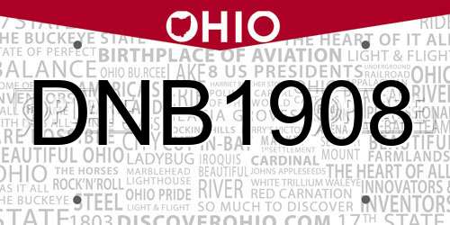DNB1908 Ohio License Plate