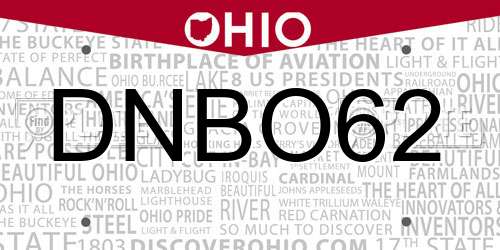 DNBO62 Ohio License Plate