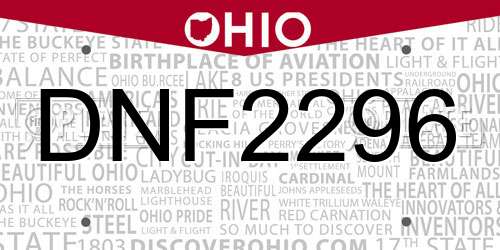 DNF2296 Ohio License Plate