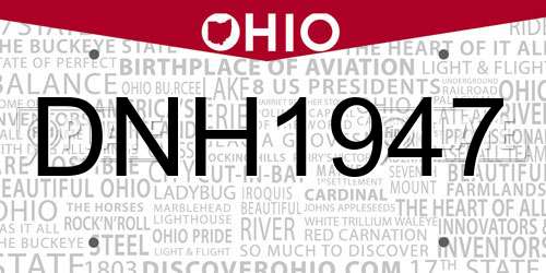 DNH1947 Ohio License Plate