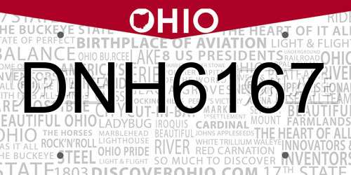 DNH6167 Ohio License Plate