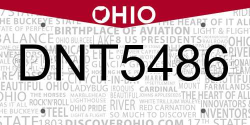 DNT5486 Ohio License Plate