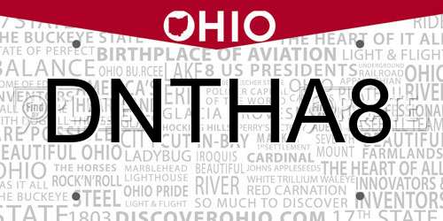 DNTHA8 Ohio License Plate