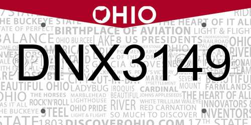 DNX3149 Ohio License Plate
