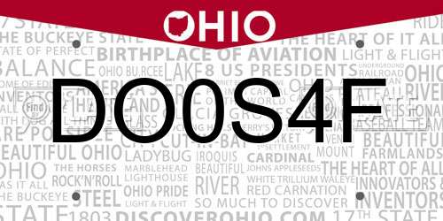 DO0S4F Ohio License Plate