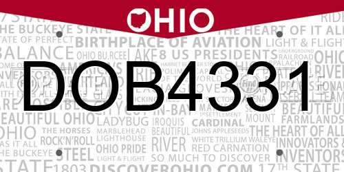 DOB4331 Ohio License Plate