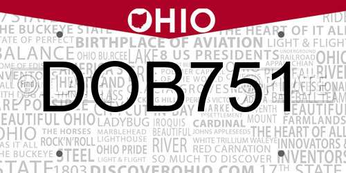 DOB751 Ohio License Plate