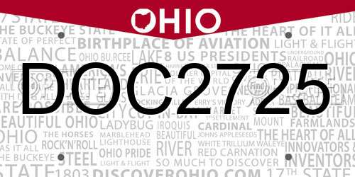 DOC2725 Ohio License Plate