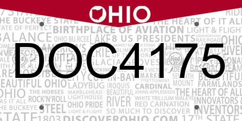 DOC4175 Ohio License Plate