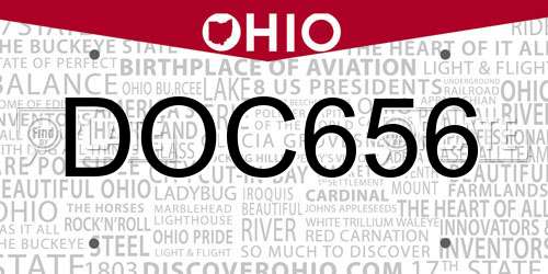 DOC656 Ohio License Plate