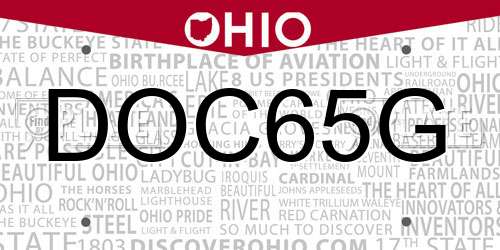 DOC65G Ohio License Plate