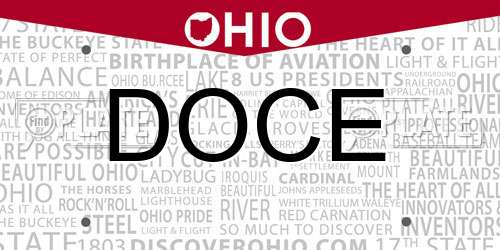 DOCE Ohio License Plate