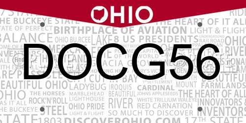 DOCG56 Ohio License Plate