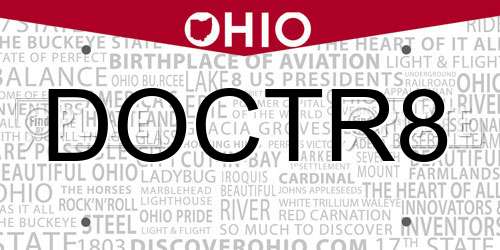 DOCTR8 Ohio License Plate