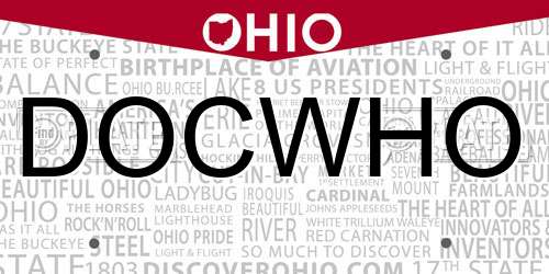 DOCWHO Ohio License Plate