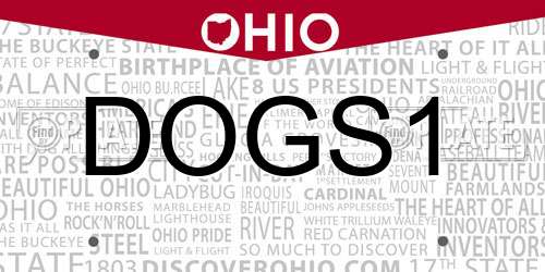 DOGS1 Ohio License Plate