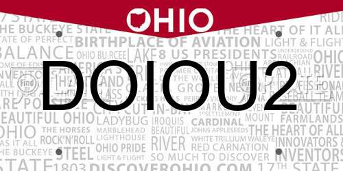 DOIOU2 Ohio License Plate