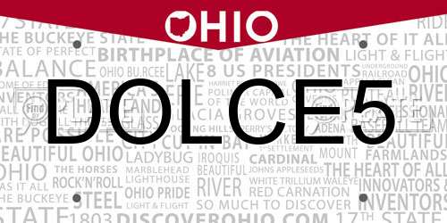 DOLCE5 Ohio License Plate