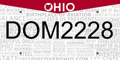 DOM2228 Ohio License Plate
