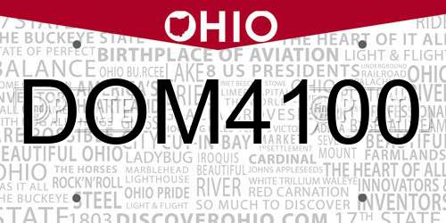 DOM4100 Ohio License Plate