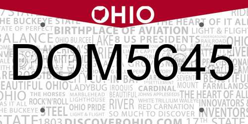 DOM5645 Ohio License Plate