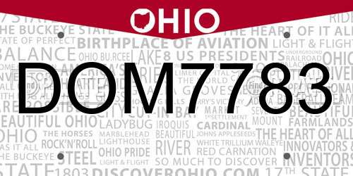 DOM7783 Ohio License Plate