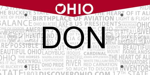 DON Ohio License Plate