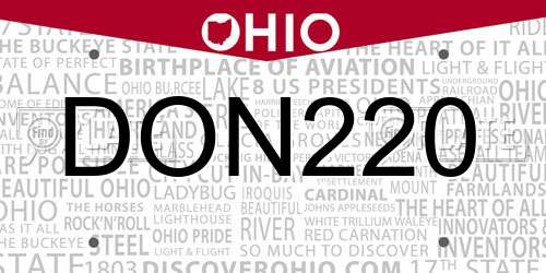 DON220 Ohio License Plate