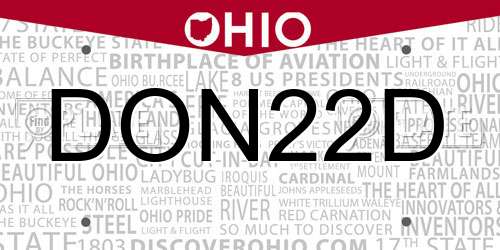 DON22D Ohio License Plate