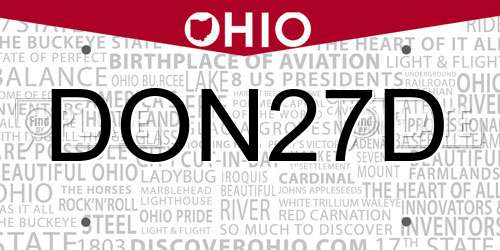 DON27D Ohio License Plate