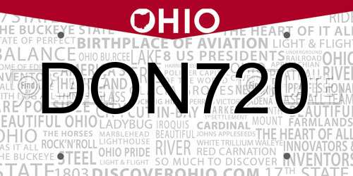 DON720 Ohio License Plate