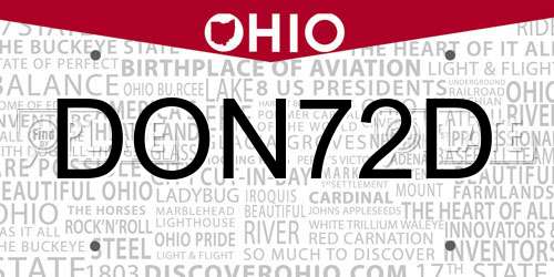 DON72D Ohio License Plate